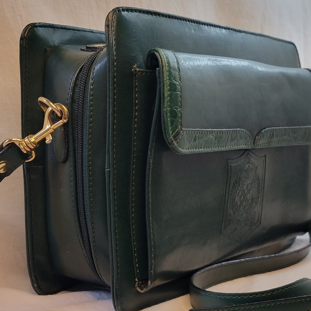 Vintage Belle Rose Elegant Green Leather Women's Bag - Picture 3 of 13